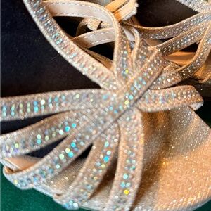 Rhinestone strappy wedge sandals